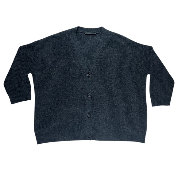 Jenni Kayne Cashmere Cocoon Oversized Cardigan in Carbon Charcoal Grey Size XL - Picture 4 of 11